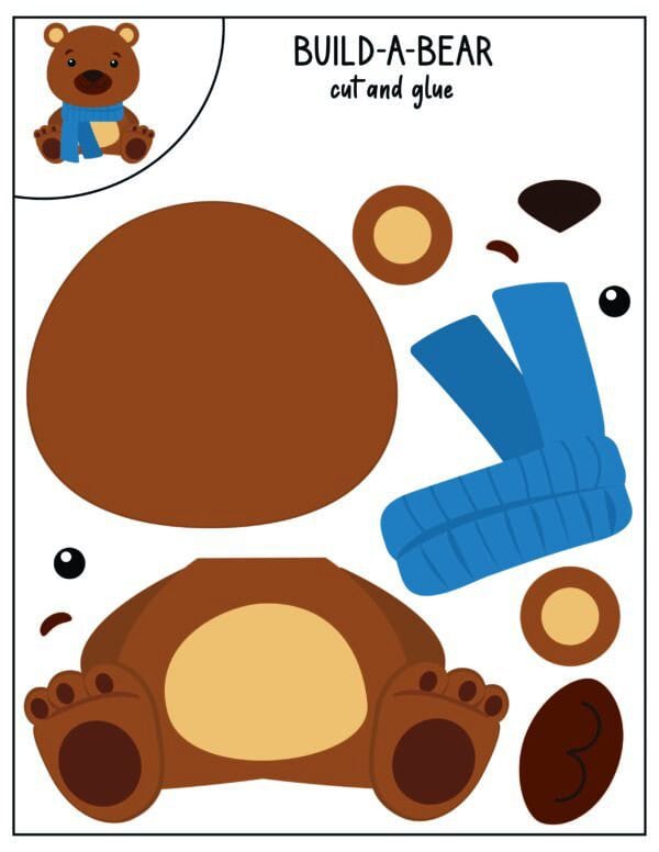 Build-a-bear cut and paste pieces with scarf.