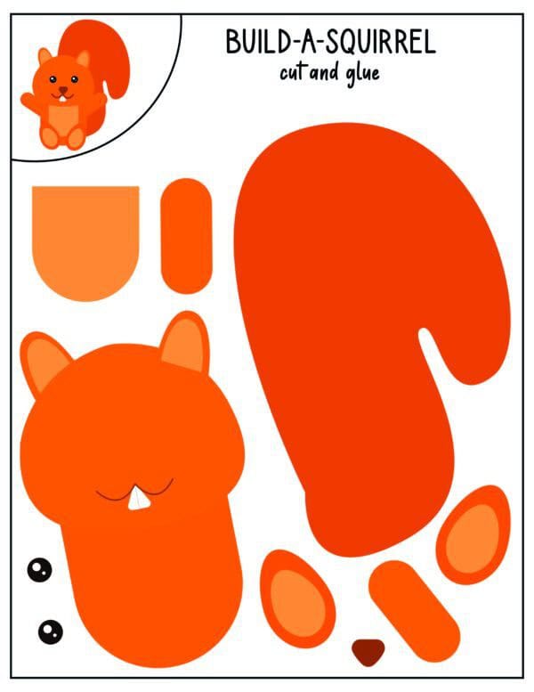 Build-a-squirrel cut and paste pieces.