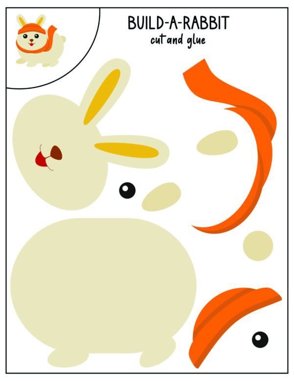 Build-a-rabbit cut and paste pieces.