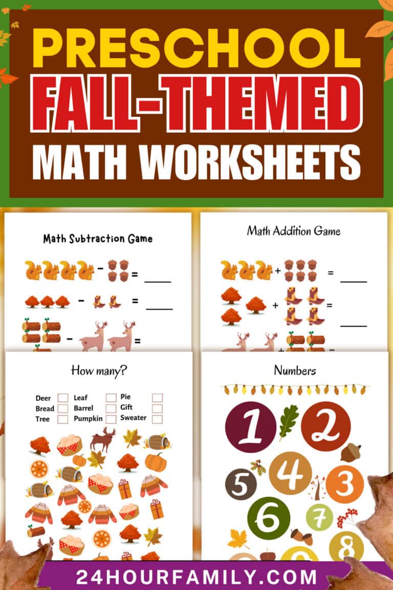 preschool fall themed worksheets