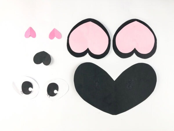 Panda craft shapes including eyes, ears, and face pieces.
