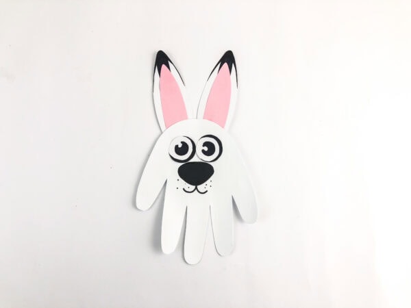 Finished arctic hare craft with face details added.