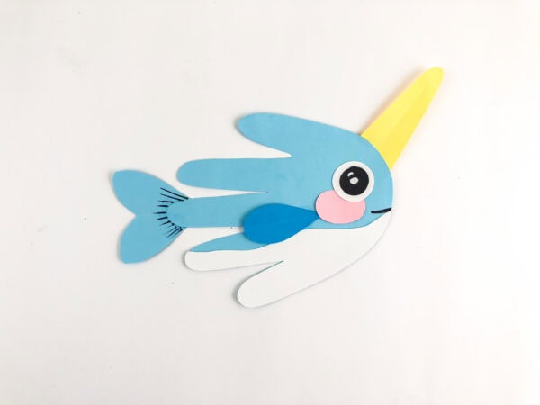 Narwhal craft completed with drawn details.