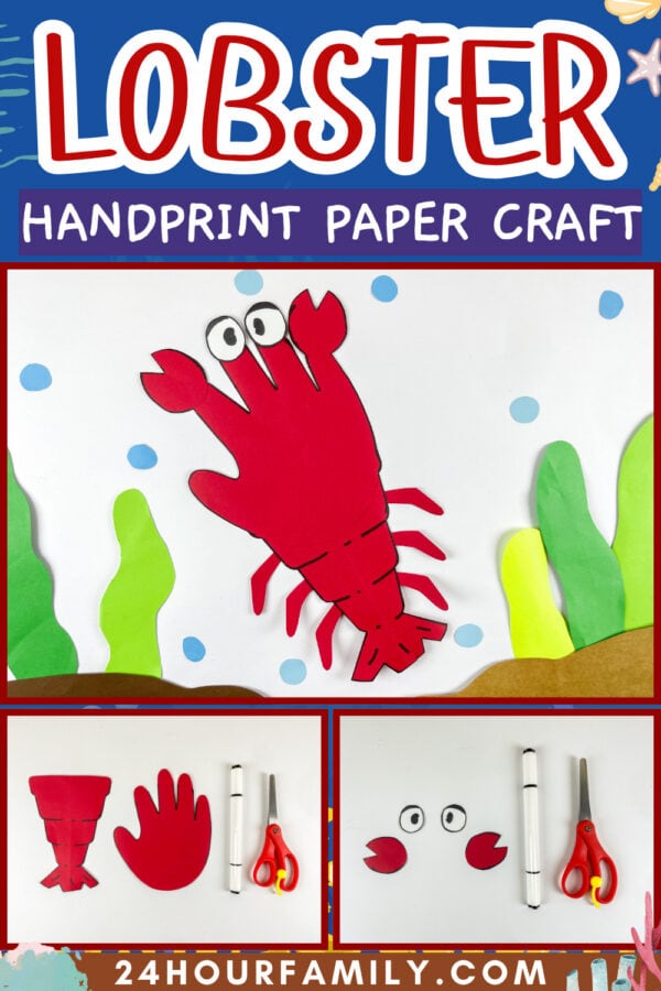 Lobster handprint paper craft step-by-step collage