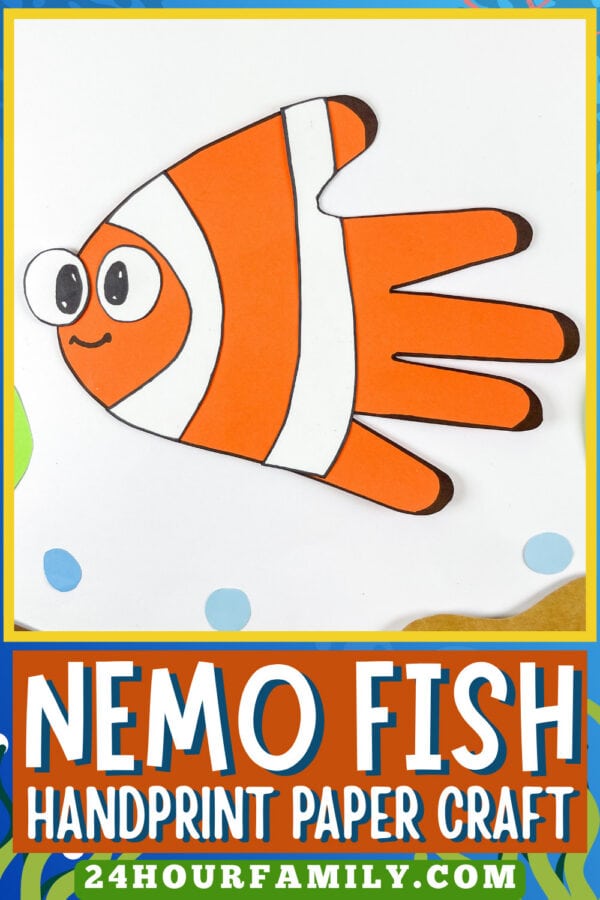 Nemo fish handprint paper craft finished example