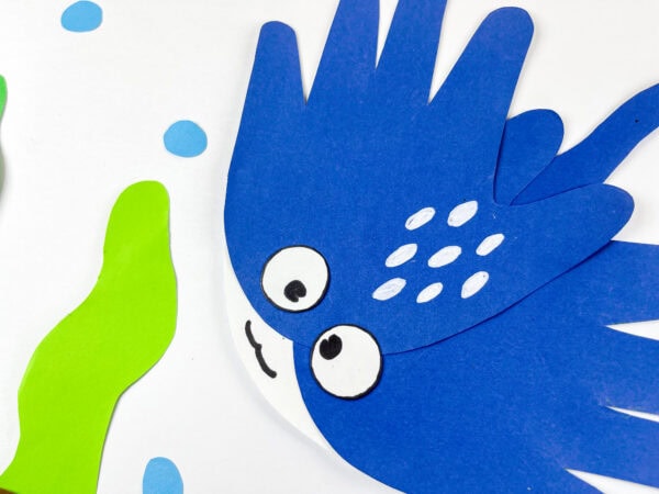 Close-up of stingray handprint craft face