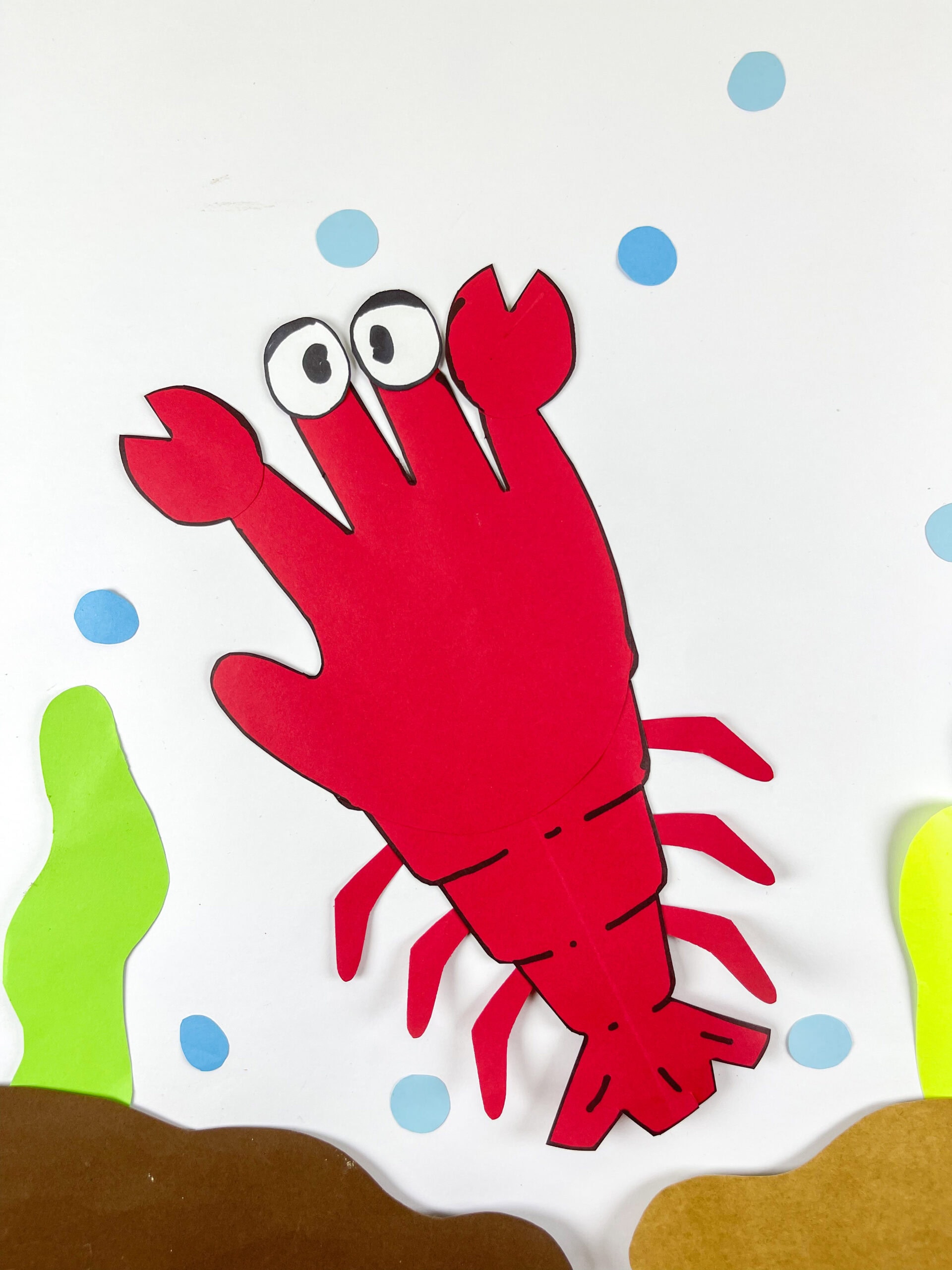 lobster handprint art craft with free lobster template