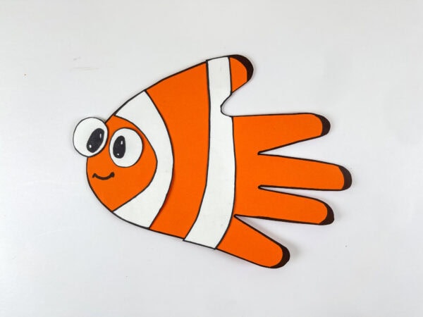 Completed Nemo fish handprint paper craft