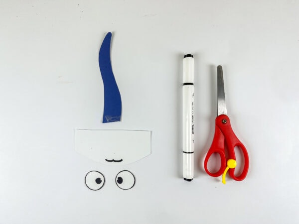 Cut paper pieces and tools for stingray craft