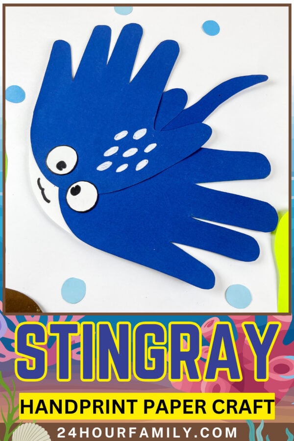 Stingray handprint paper craft made from blue paper