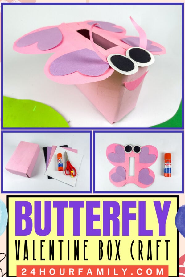 Butterfly Valentine box craft finished project collage