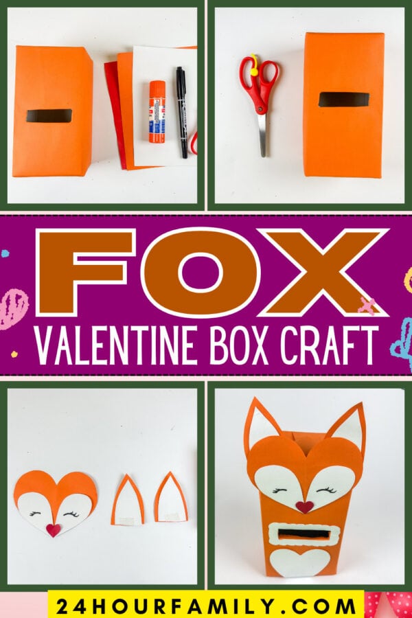 Fox Valentine box craft collage with steps and finished box