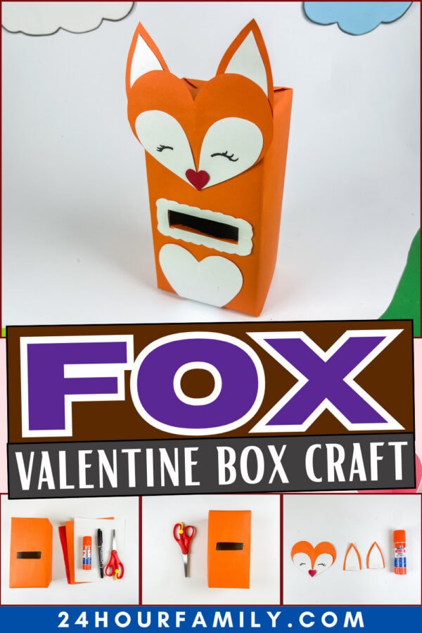 Fox Valentine box craft collage with steps and title