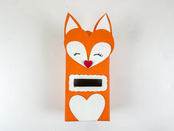 Front view of finished fox Valentine box