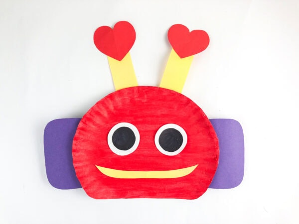 Almost finished Valentine robot paper plate craft
