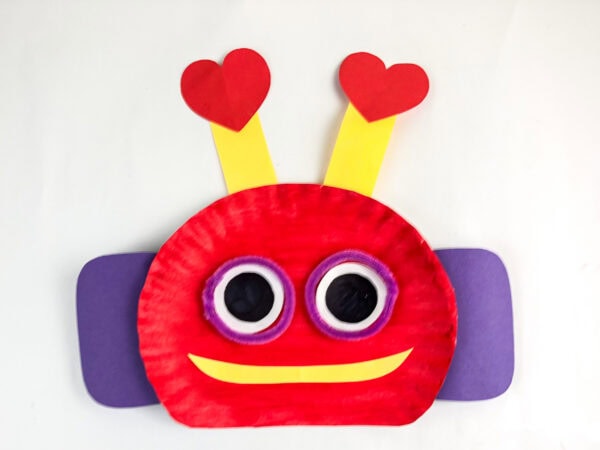 Robot craft with purple eye rings added