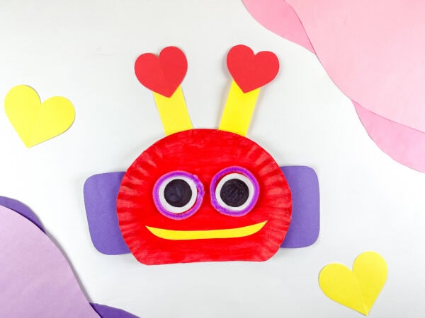 Valentine robot craft with heart decorations