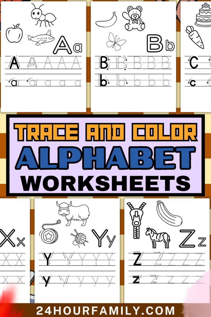 trace and color alphabet worksheets