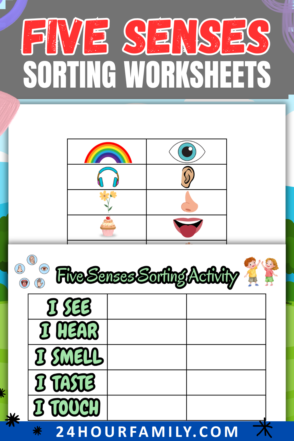 five senses sorting worksheets