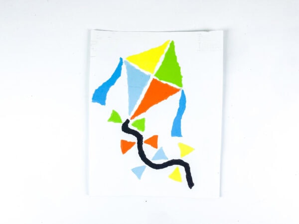 Finished kite craft on white background