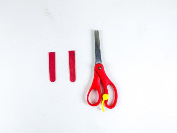 Red craft sticks with scissors