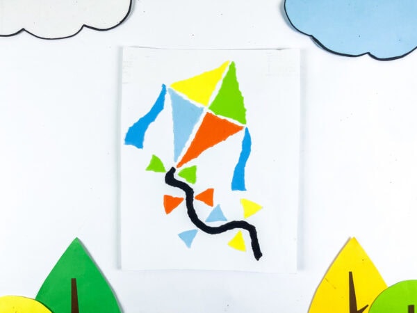 Kite paper craft on white card