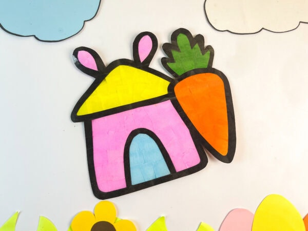 Bunny house suncatcher displayed on window scene