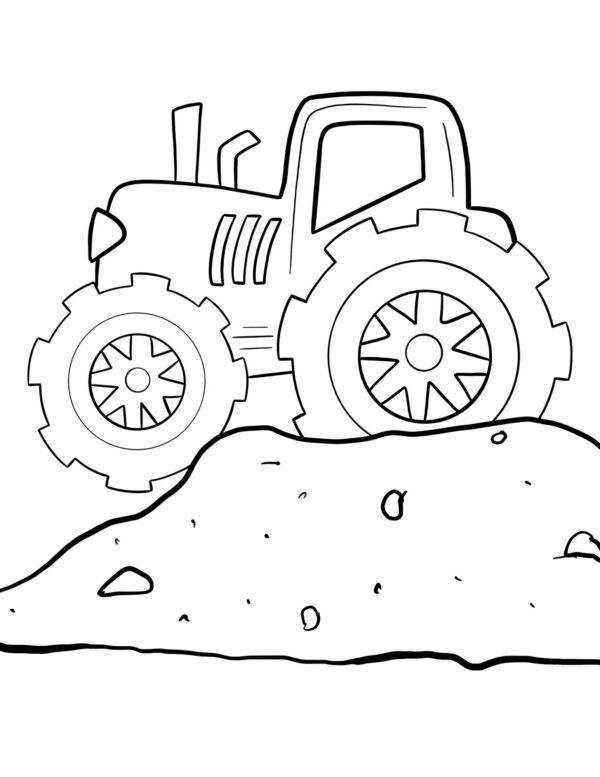 Tractor on dirt mound
