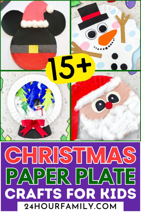 15+ Christmas paper plate crafts for kids title image.
