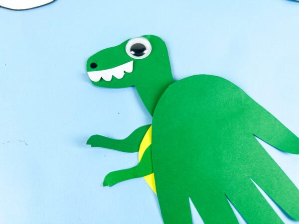 Close-up Tyrannosaurus handprint craft face and body
