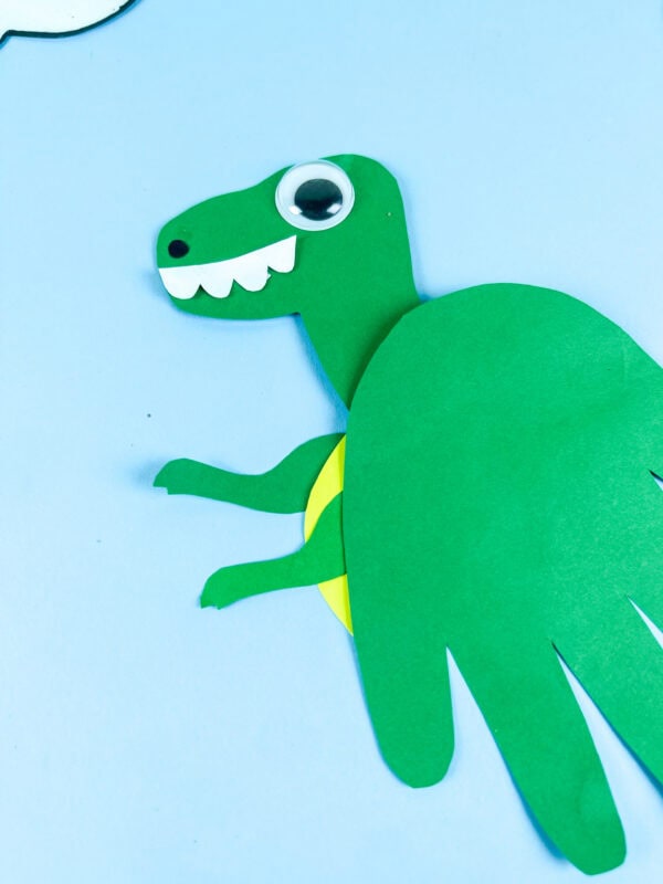 Close-up Tyrannosaurus handprint craft head detail