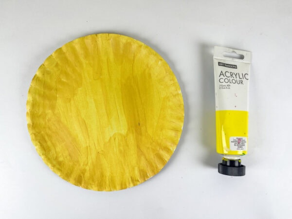 Paper plate painted yellow