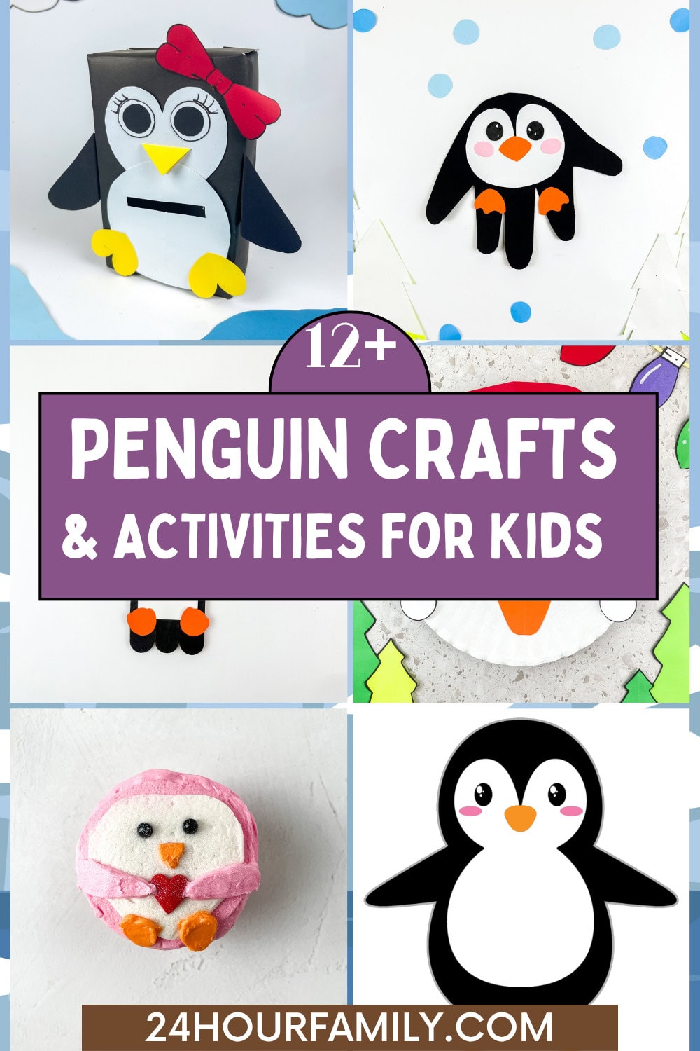 12+ Penguin crafts for kids title image.