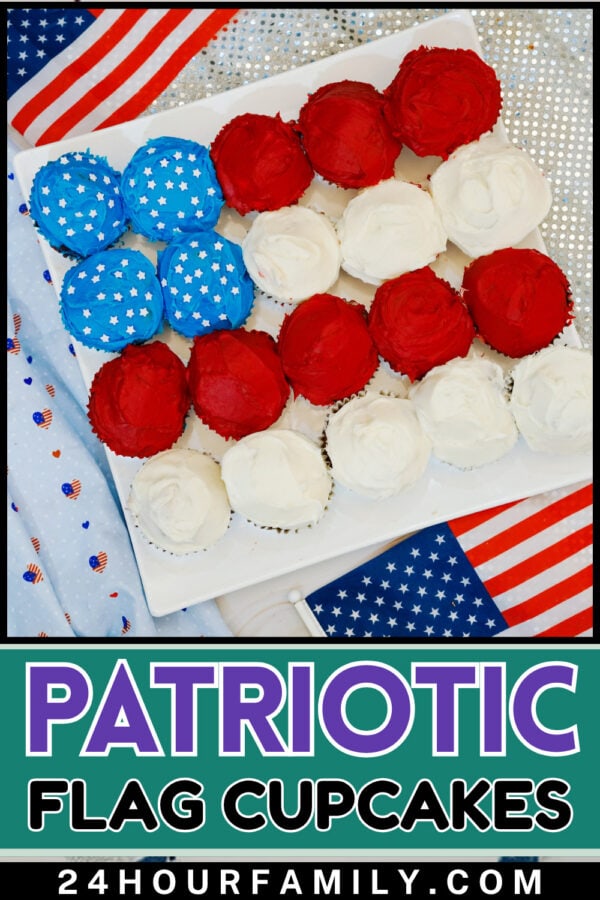 Patriotic flag cupcakes collage poster