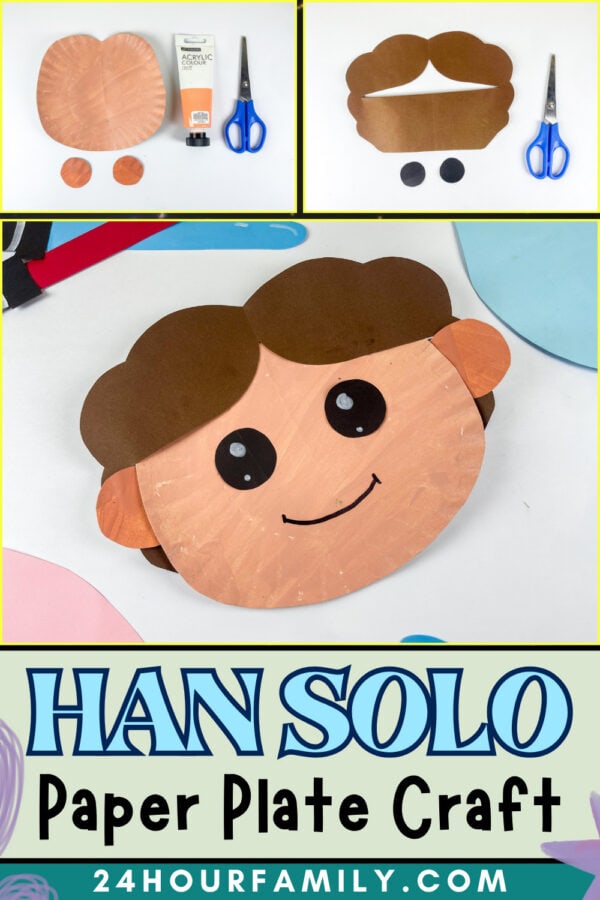 Han Solo paper plate craft step-by-step collage poster