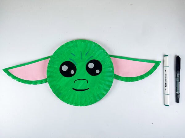 Baby Yoda paper plate face with attached ears