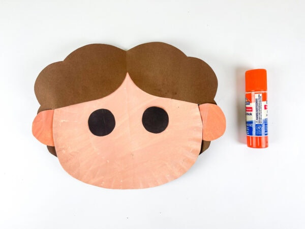 Han Solo paper plate face with hair and eyes attached