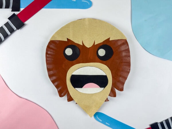 Chewbacca paper plate craft on colorful background