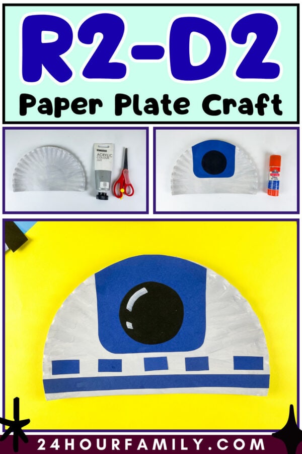 R2-D2 paper plate craft step-by-step collage poster