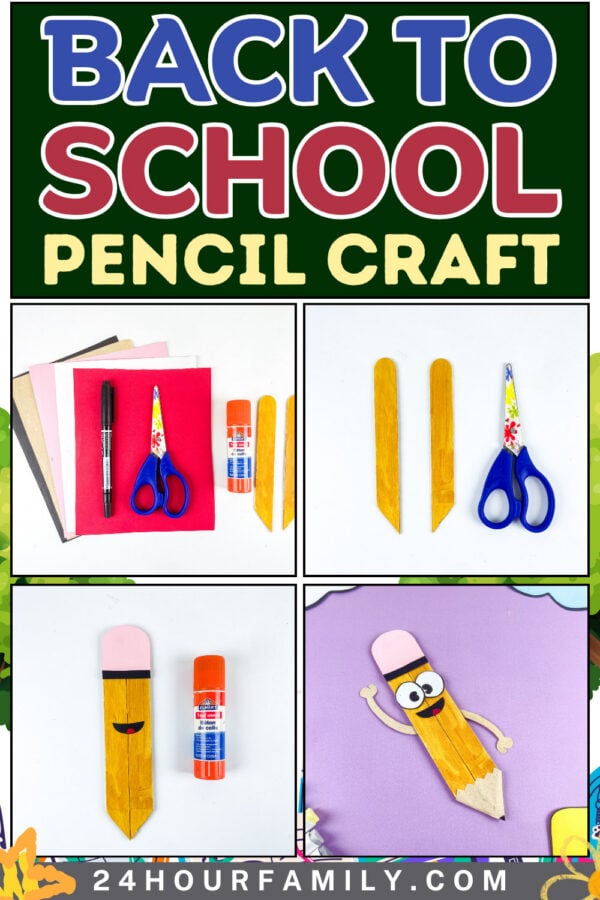 Back to school pencil craft collage poster