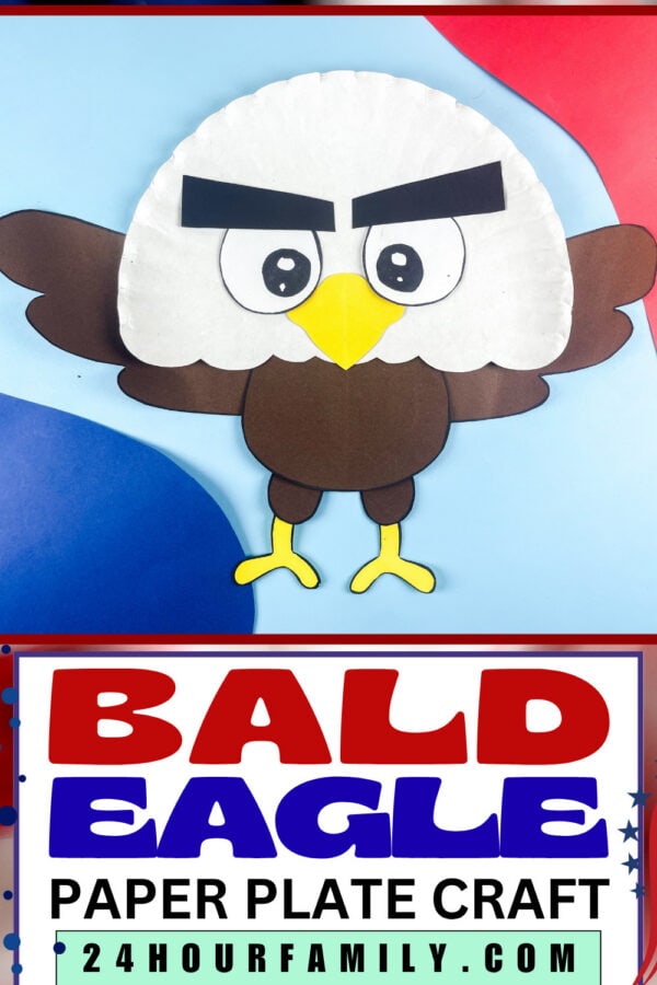 Bald eagle paper plate craft display