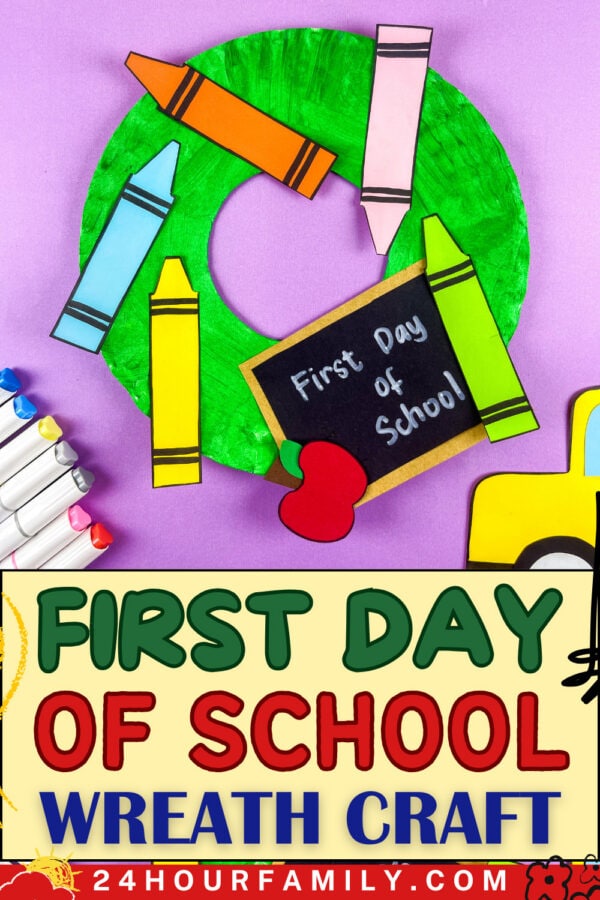 First Day of School wreath craft poster image