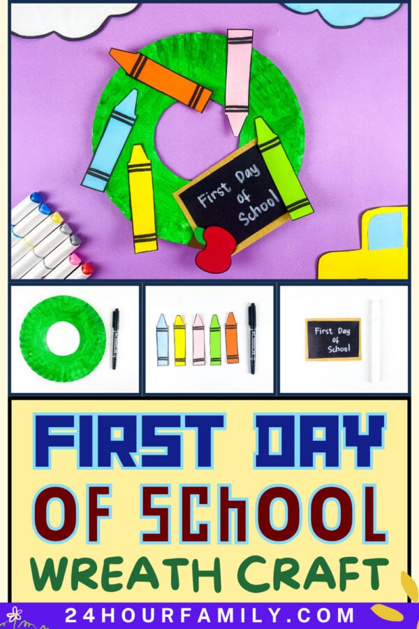 First day of school wreath craft display