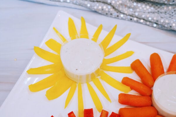 Yellow pepper flower with ranch dip