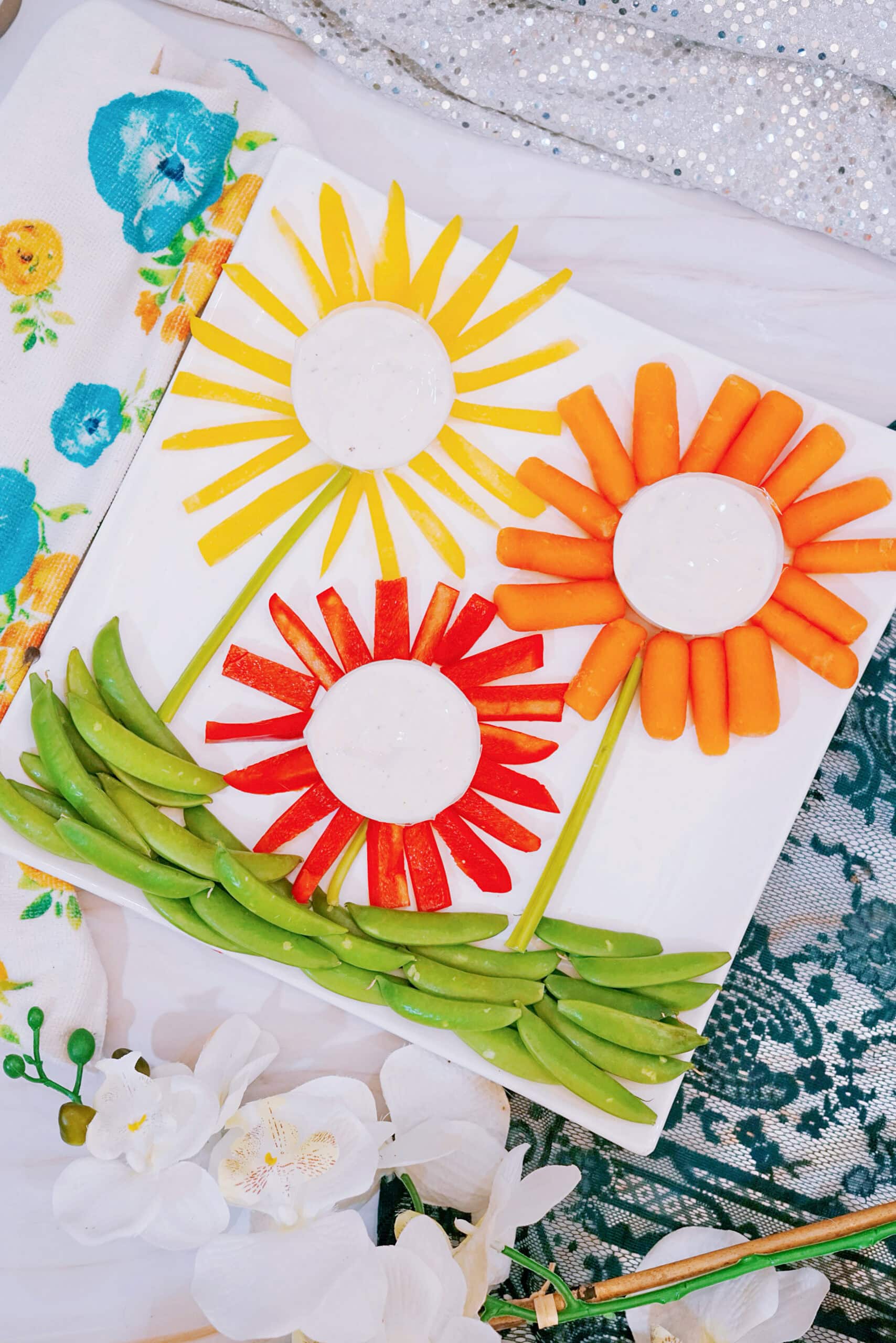 flowers charcuterie board