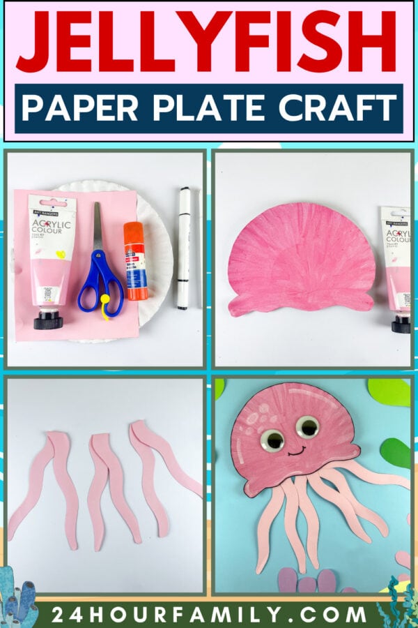 Paper plate jellyfish craft collage