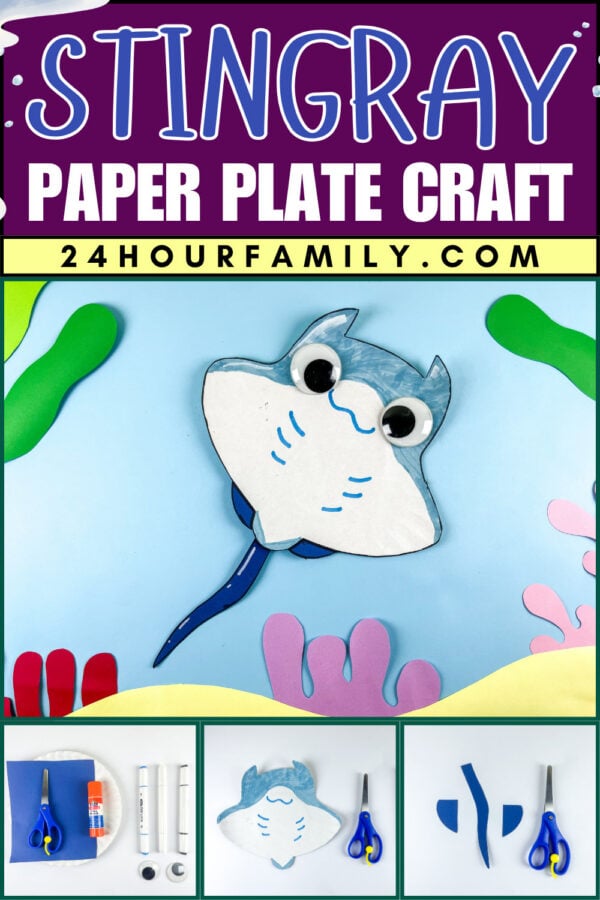 Stingray paper plate craft collage poster