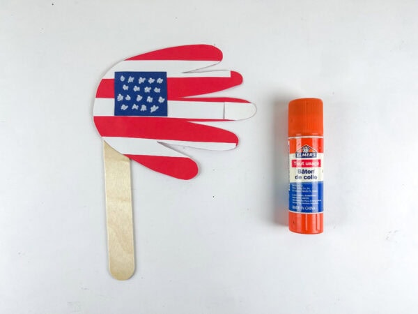 American flag handprint craft with glue stick