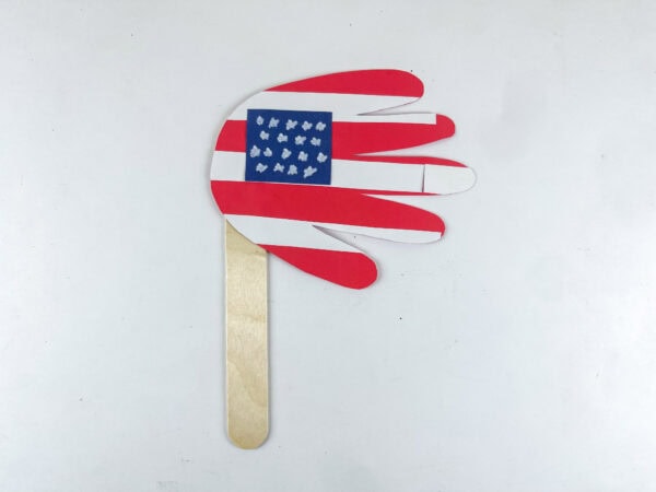 Finished American flag handprint craft