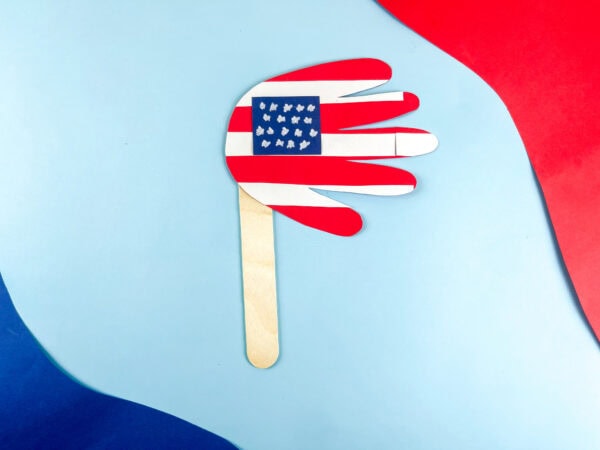 Finished American flag handprint craft